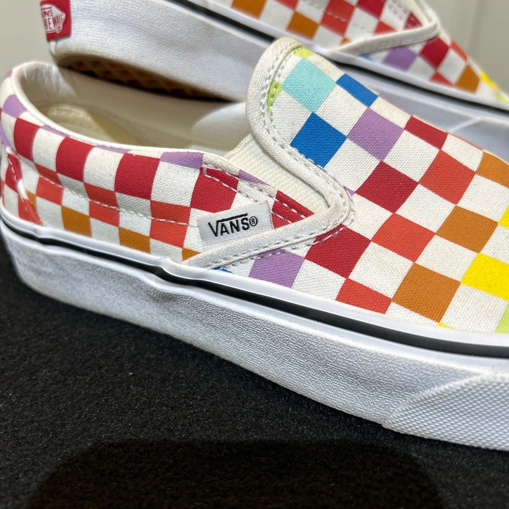 Vans Rainbow Checkered Slip-On Shoes - Picture 2 of 5
